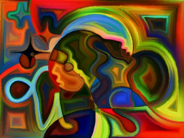 Kolorowy Malowany Wzór Głowy Człowieka Przypominający Wzór Witraża — Zdjęcie stockowe