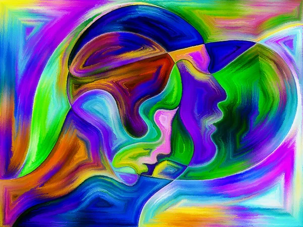 Vivid Painted Design Human Heads Subject Human Drama — Stock Photo, Image