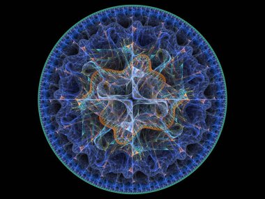 Grafik tasarım ve sanatta kullanılmak üzere karmaşık fraktal desenlerin yüksek çözünürlüklü çizimi