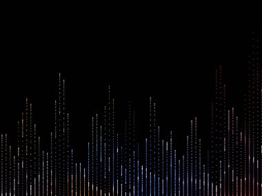 Dijital çoklu ortam ve modern teknoloji izole müzik, ses, bu konu üzerine siyah arka plan üzerinde renkli müzik spektrum analizi.