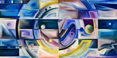 Arka plan renkli şekil parçaları modern sanatın konuda oluşur