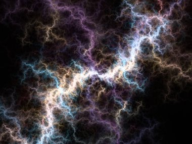 Fraktal Alev arka planı. Bilimsel ve eğitim illüstrasyonunun kullanılması için Tekrarlayıcı Fonksiyon Sistemi fraktalının karmaşık yorumlanması.