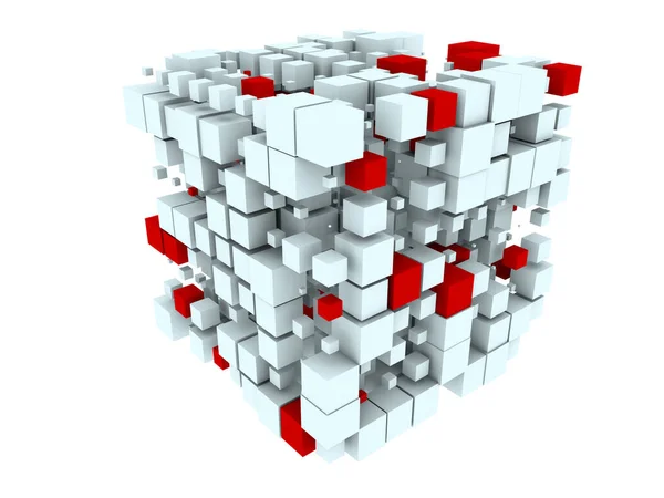 Renderização Cubo Fragmentado Brilhantemente Colorido Sobre Tema Informação Construção Armazenamento — Fotografia de Stock