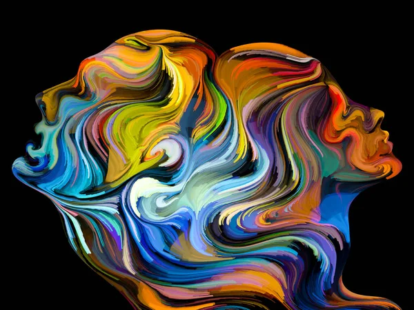 Серия Colors Unity Художественный Фон Красочных Сюрреалистичных Человеческих Профилей Использования — стоковое фото