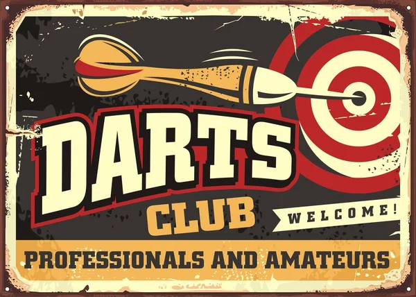 Darts Club Retro Poster Design Vorlage Pfeil Und Dartscheibe Vintage — Stockvektor