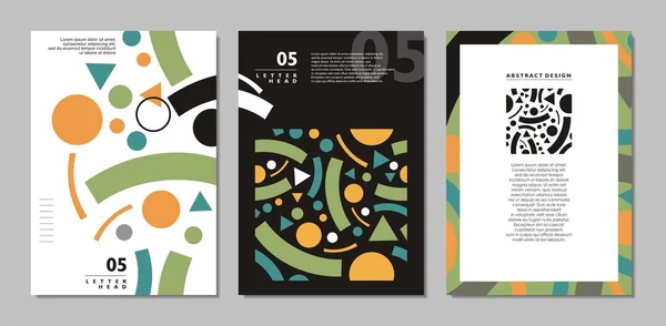 Memphis Stijl Achtergronden Bedek Sjablonen Minimalistische Brochure Grafiek Met Geometrische — Stockvector