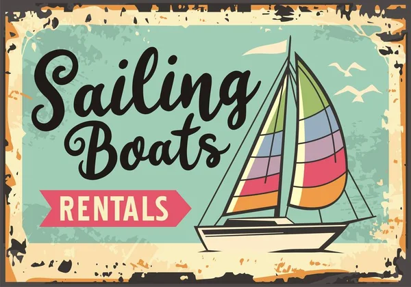 Sailing Boats Rentals Retro Beach Sign Design Vintage Poster Design — Stock Vector