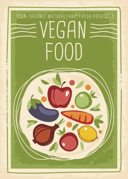 Concept Bannière Alimentaire Végétalien Avec Divers Fruits Légumes Sur Fond — Image vectorielle