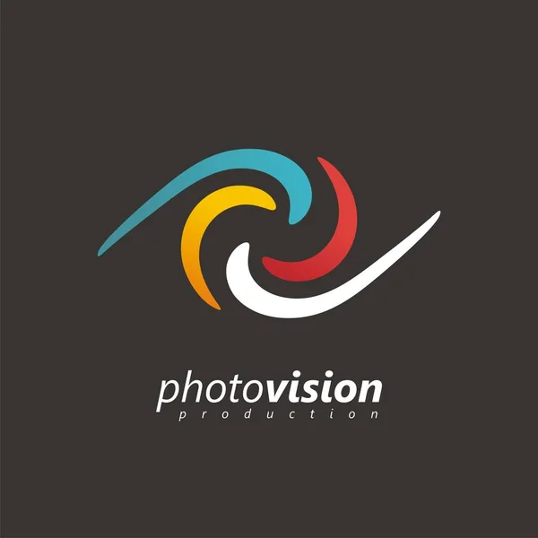 Idea Diseño Logotipo Para Estudio Fotográfico Con Forma Ojo Colorido — Vector de stock