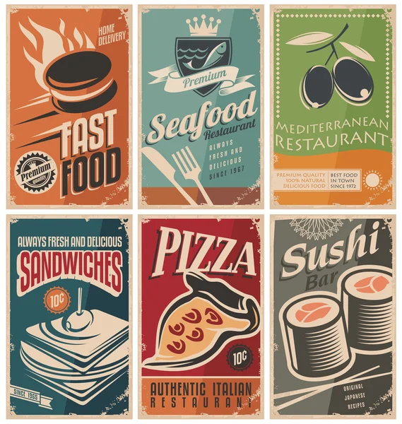 Affiches alimentaires rétro — Image vectorielle