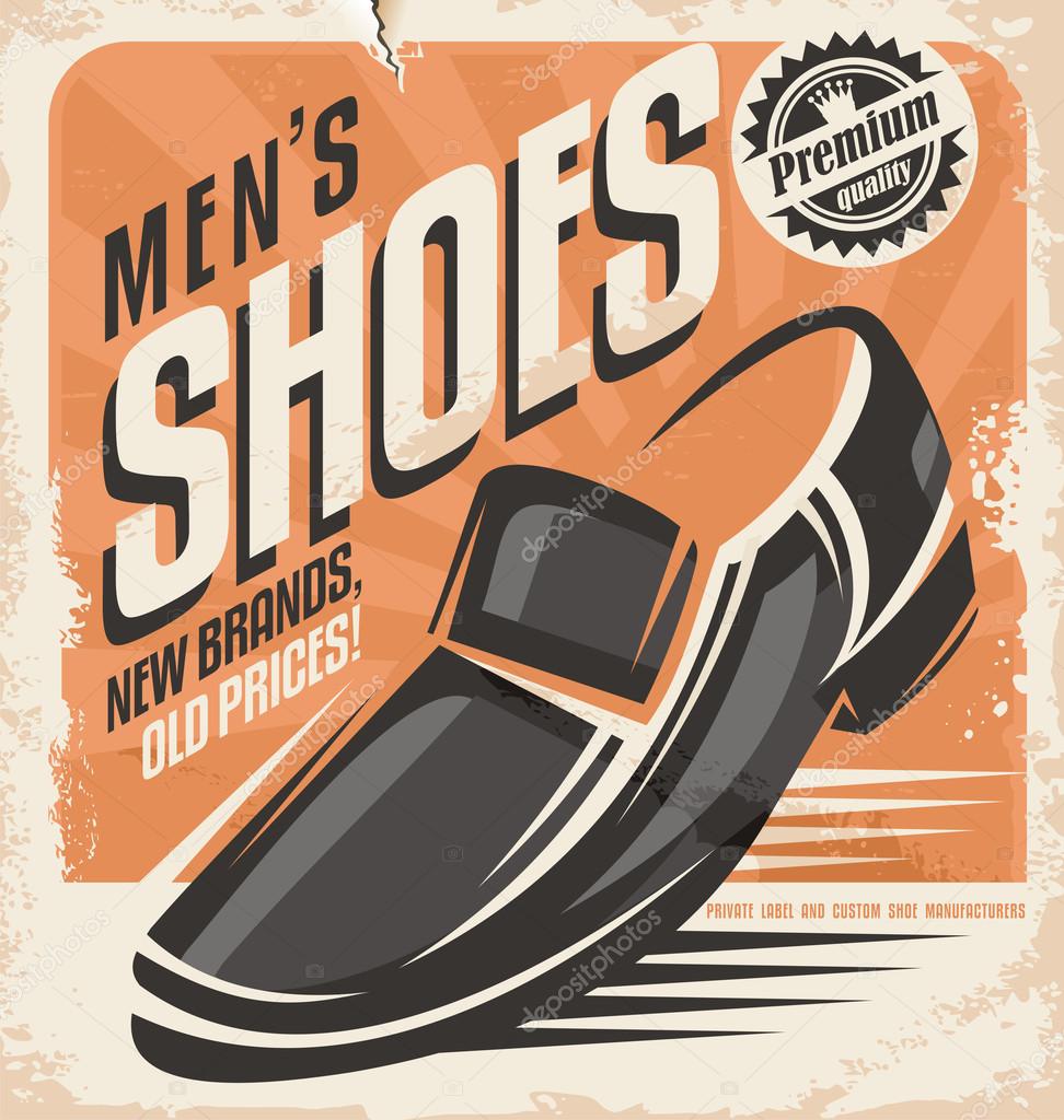 Men shoes retro poster design concept