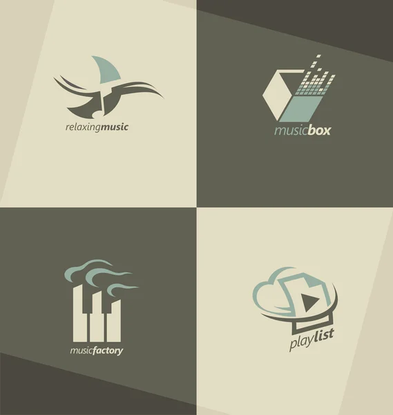 Conjunto de símbolos de vectores de música, logotipos e iconos — Vector de stock