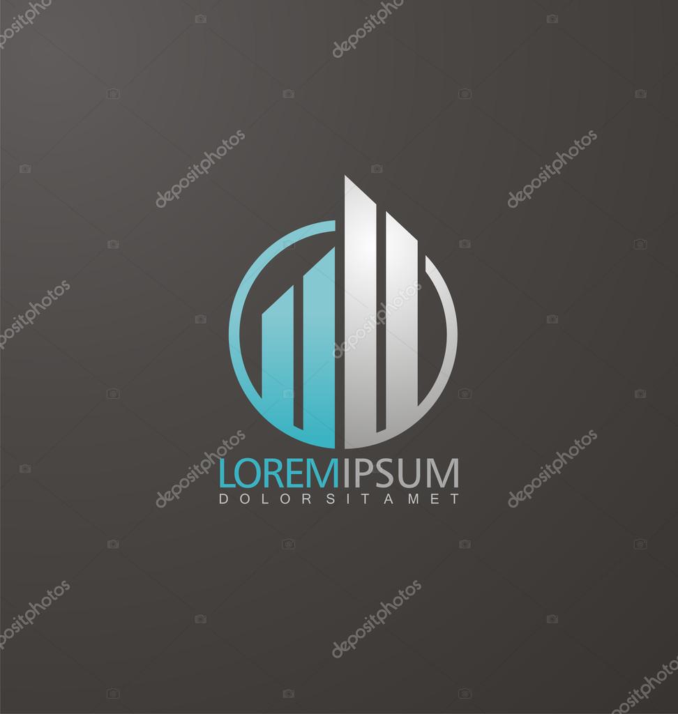 Vector concept for accounting or real estate company. Logo design with commercial building and chart bars. Business concept.