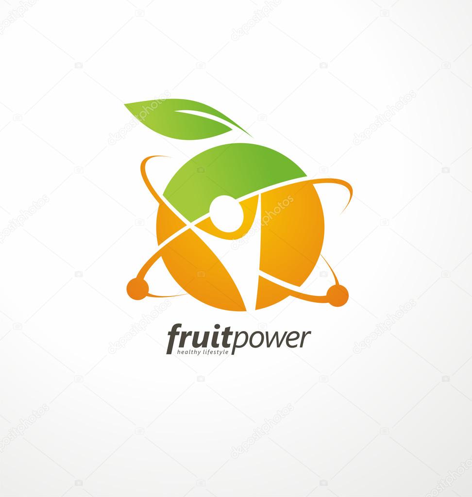 Organic Health Food vector logo concept. Nutrition and Diet unique symbol design. Green Healthy Life creative icon. Fruit and vegetable sign template.