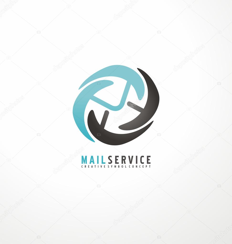 Mail service logo design template. Envelope vector symbol. Abstract internet icon template.