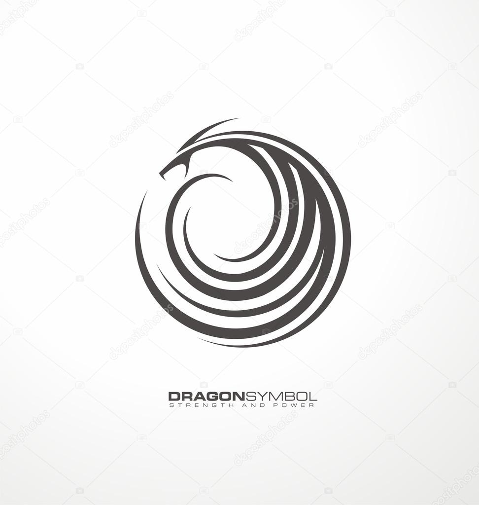 Dragon symbol unique vector concept. Creative abstract logo design template. Dragon tattoo graphic element.