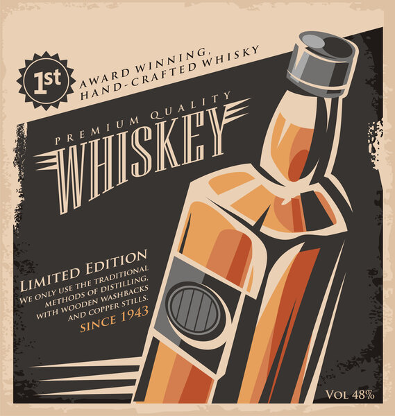 Whiskey vintage poster design template