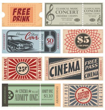 Retro Tickets and Coupons clipart
