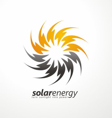 Güneş enerjisi logo tasarım konsepti.
