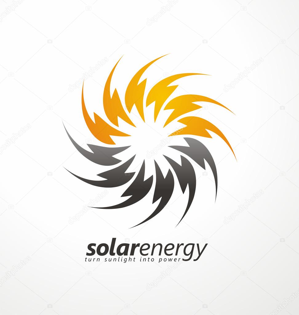 Sun icon made from power symbols. Solar energy logo design concept. Creative sign template.
