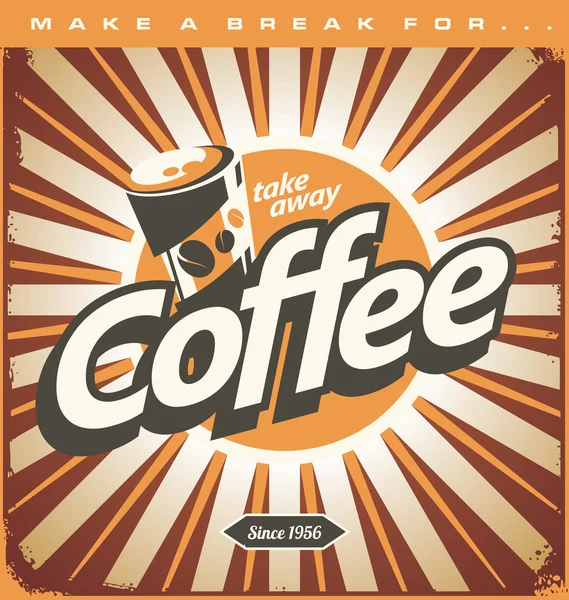 Concepto de diseño de cafetería retro sobre fondo metálico antiguo — Vector de stock