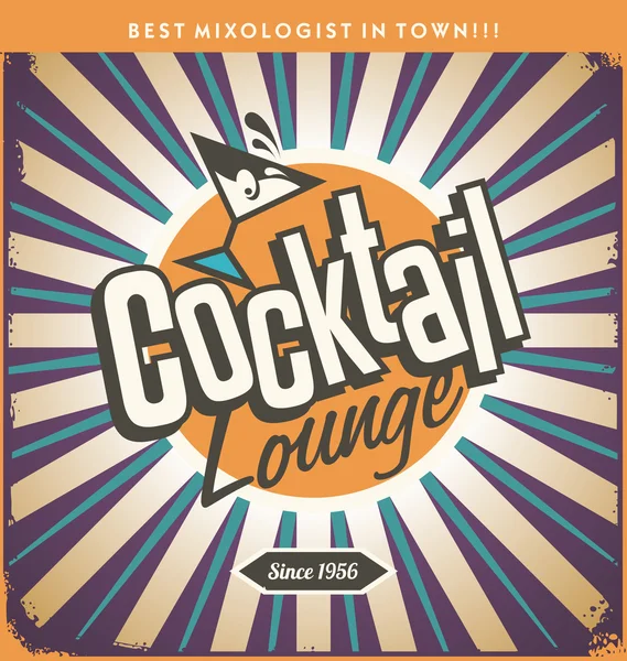 Retro tin sign design for cocktail lounge — Stock Vector