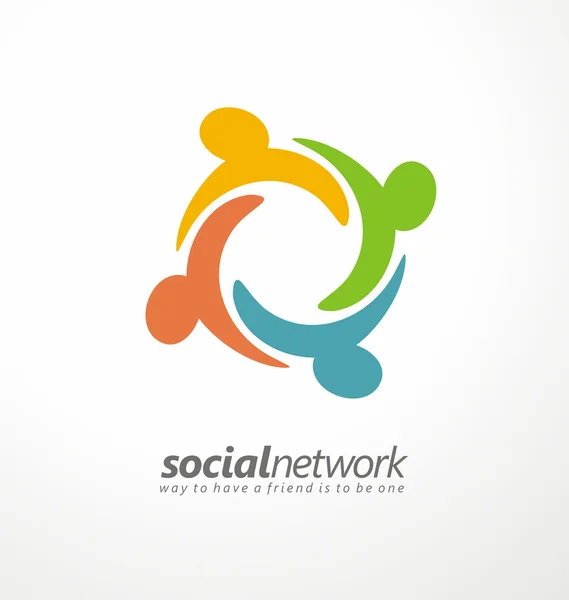 Amigos concepto red social icono — Vector de stock