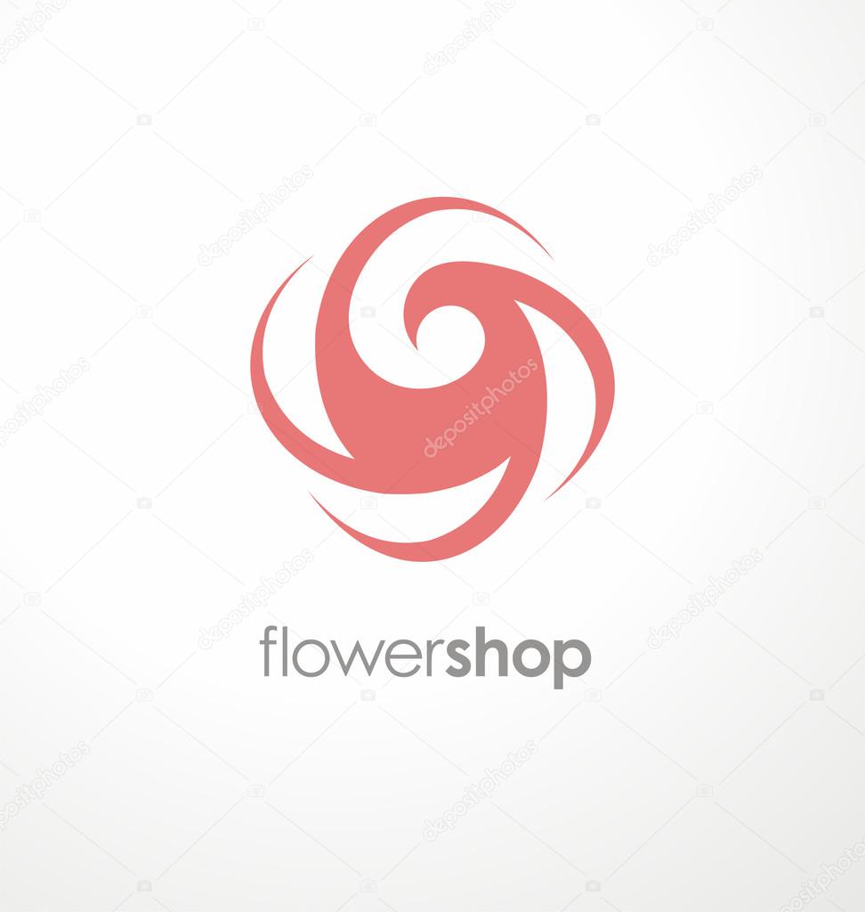 Minimalistic rose symbol. Unique flower logo design template for flower shop, cosmetic and beauty salon or spa center. Creative icon concept. Promotional sign layout.