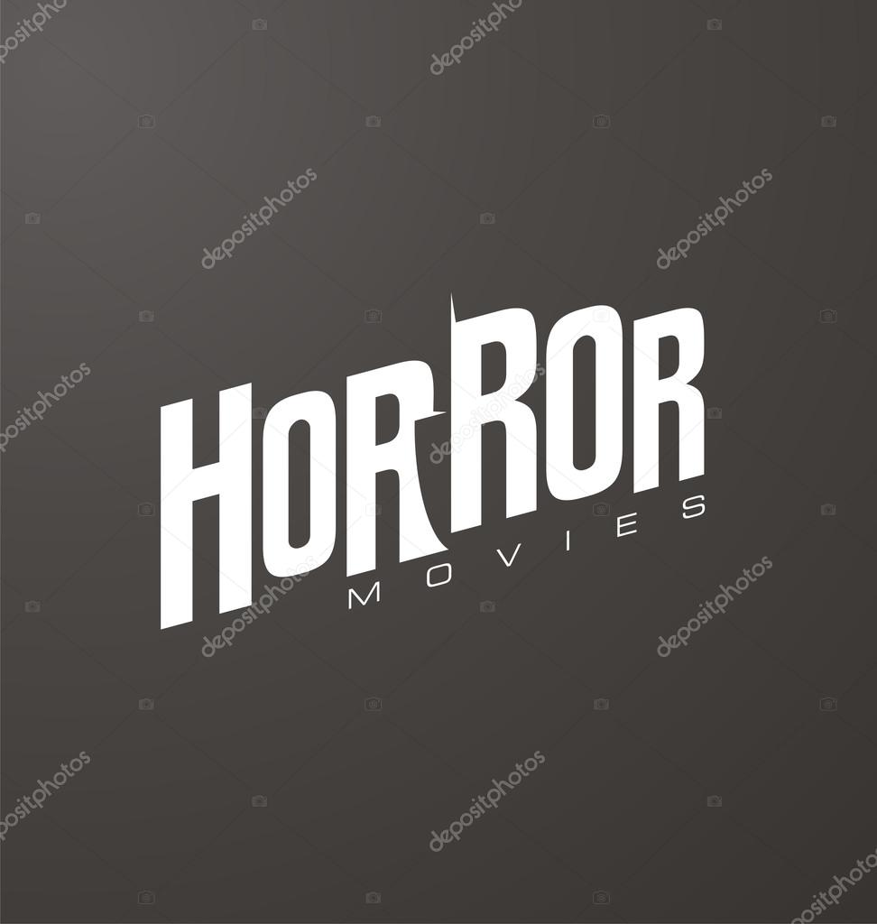 Creative and unique typography for horror movies website or blog with knife in negative space. Inspirational design template. Logo layout on dark background.