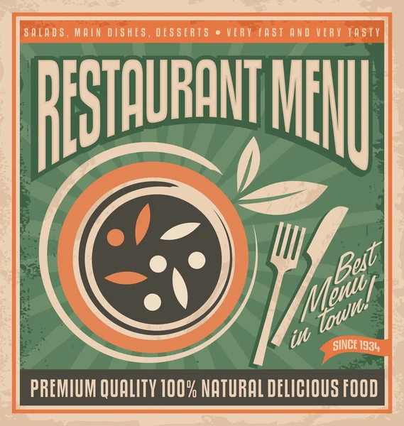 Restauracja retro menu projekt plakatu — Wektor stockowy