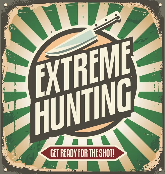 Extrême chasse vintage étain signe — Image vectorielle