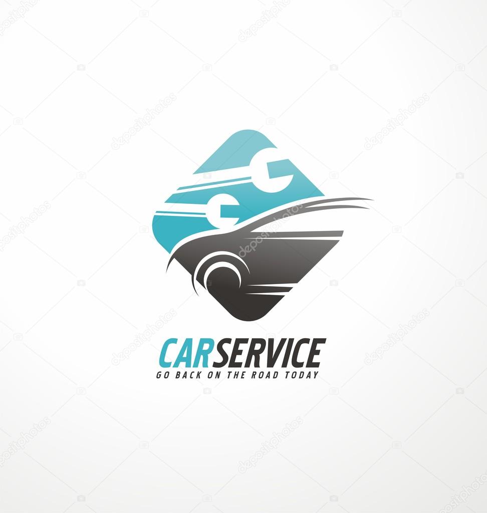 Car abstract vector logo design concept