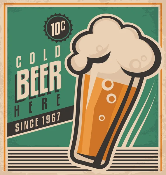 Soğuk bir bira için VINTAGE poster şablonu