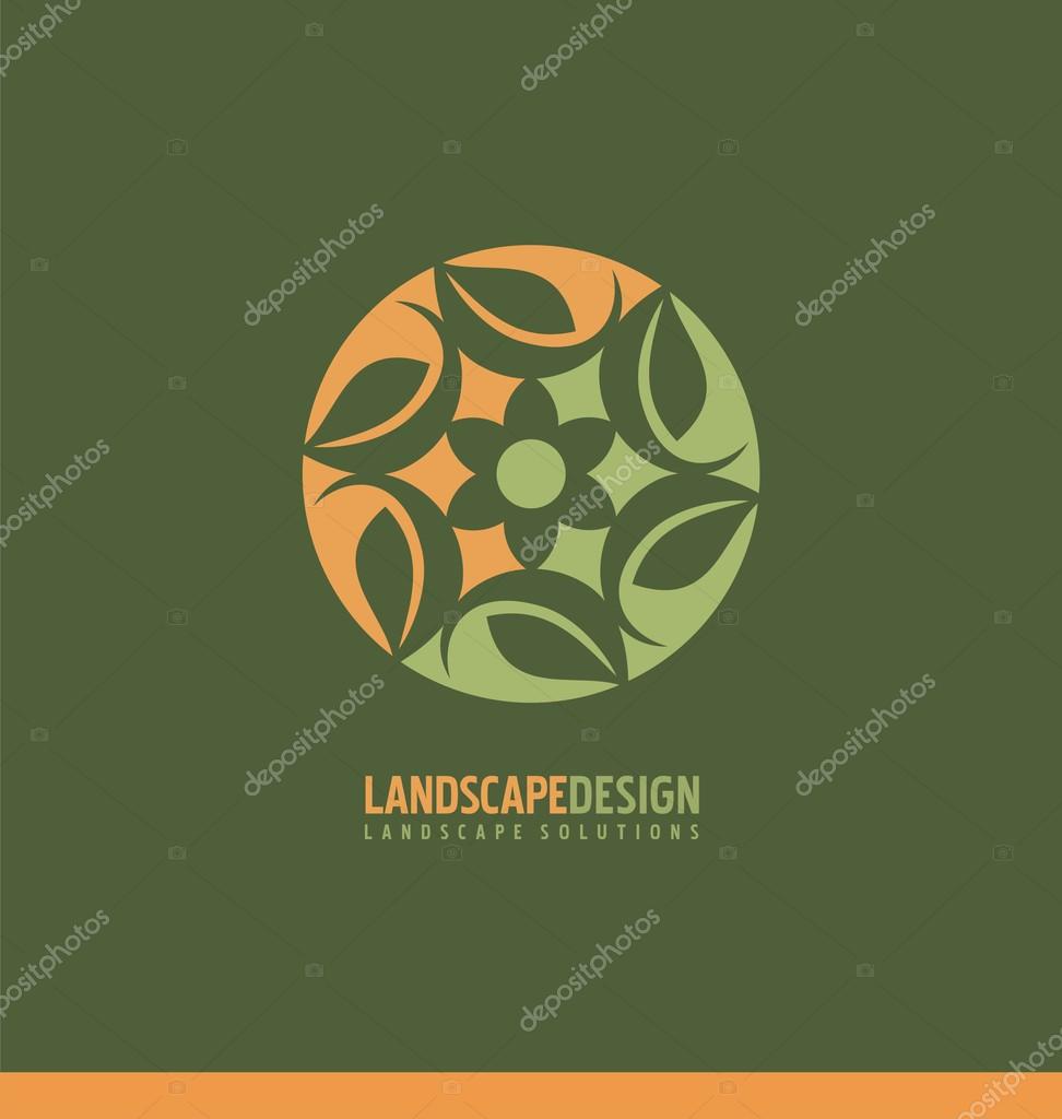 Landscaping symbol design concept. Abstract illustration with leaves in the circle. Park theme icon. Logo template for gardening business or flower shop.