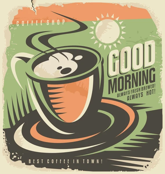 Retro poster ontwerpsjabloon voor koffie shop — Stockvector