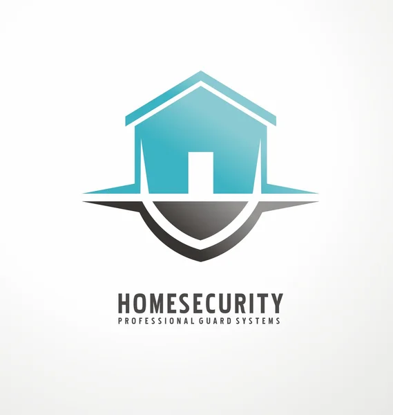 Creative logo design with house shape as part of the shield — Stock Vector