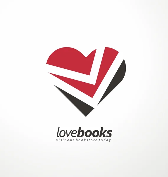 Libros de amor concepto de símbolo creativo — Vector de stock
