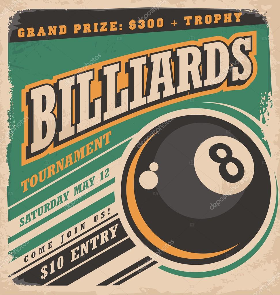 pool billiards sport championship announcement poster Royalty Free image  vector