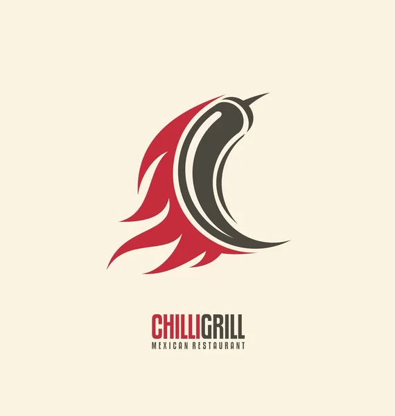 Chili sur le feu design logo créatif mise en page — Image vectorielle