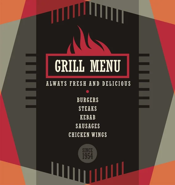 Plantilla de diseño de menú de parrilla — Vector de stock