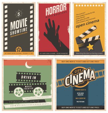 Retro sinema poster ve broşürler koleksiyonu