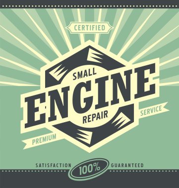 Small engine repair retro ad design clipart
