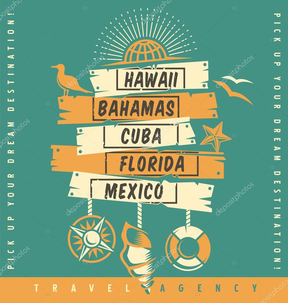 Travel agency promotion catalog design. Summer holiday popular destinations ad layout. Booking and reservations poster template. Web or print vacation concept for best summer locations.