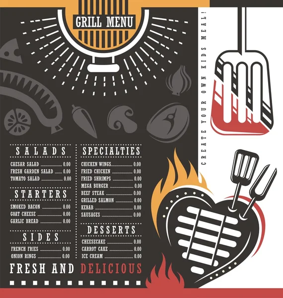 Conception de menu grill — Image vectorielle