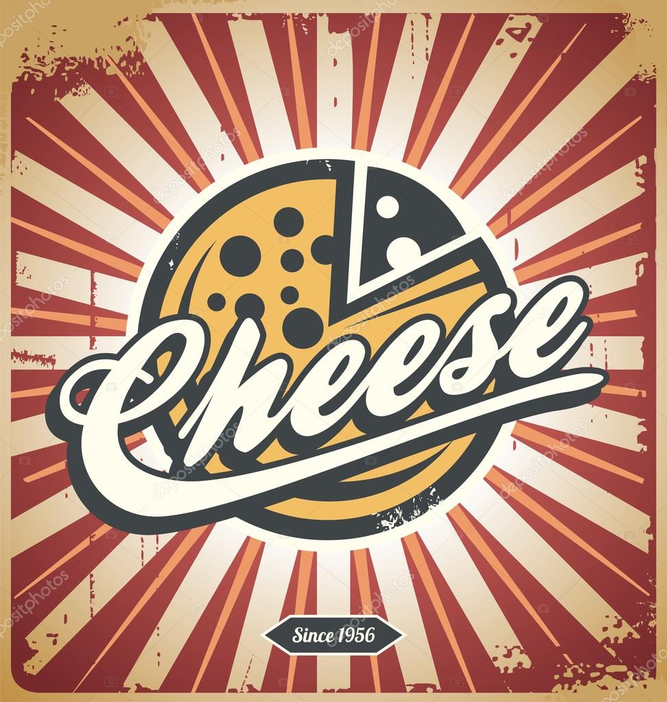 Cheese retro metal sign on old rusty texture