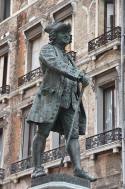 Carlo Goldoni bronz heykel, Venedik, İtalya
