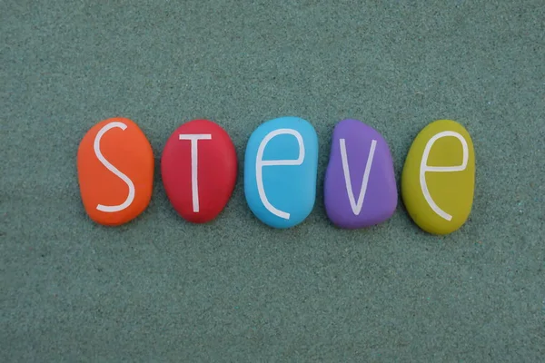 Steve Nome Próprio Masculino Composto Com Letras Pedra Multicoloridas Sobre — Fotografia de Stock