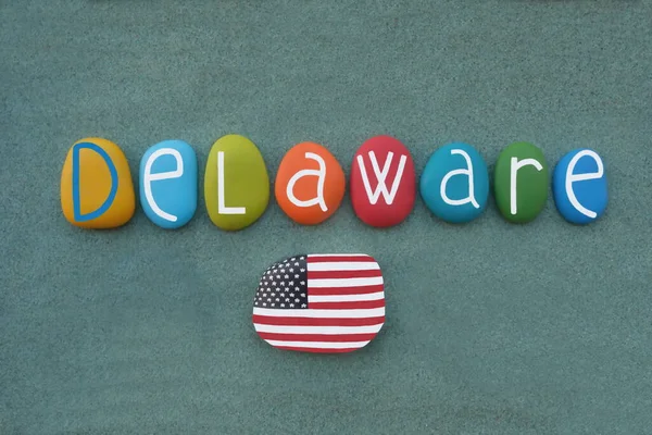 Delaware Stato Degli Stati Uniti America Souvenir Composto Lettere Pietra — Foto Stock