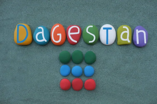 Daguestão Uma República Rússia Lembrança Composta Com Letras Pedra Multicoloridas — Fotografia de Stock