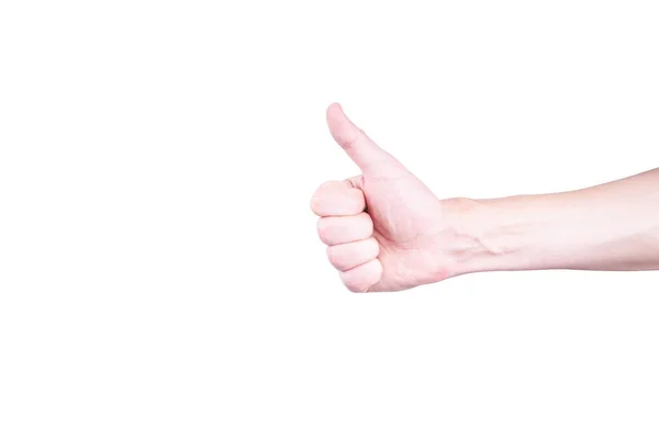 Person show thumb up gesture. isolated on a white background. success concept — Stock Photo, Image